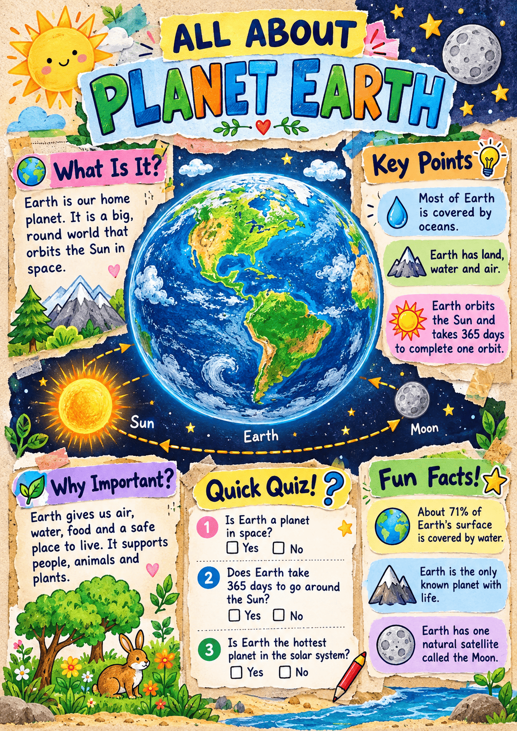 All About Planet Earth science infographic poster