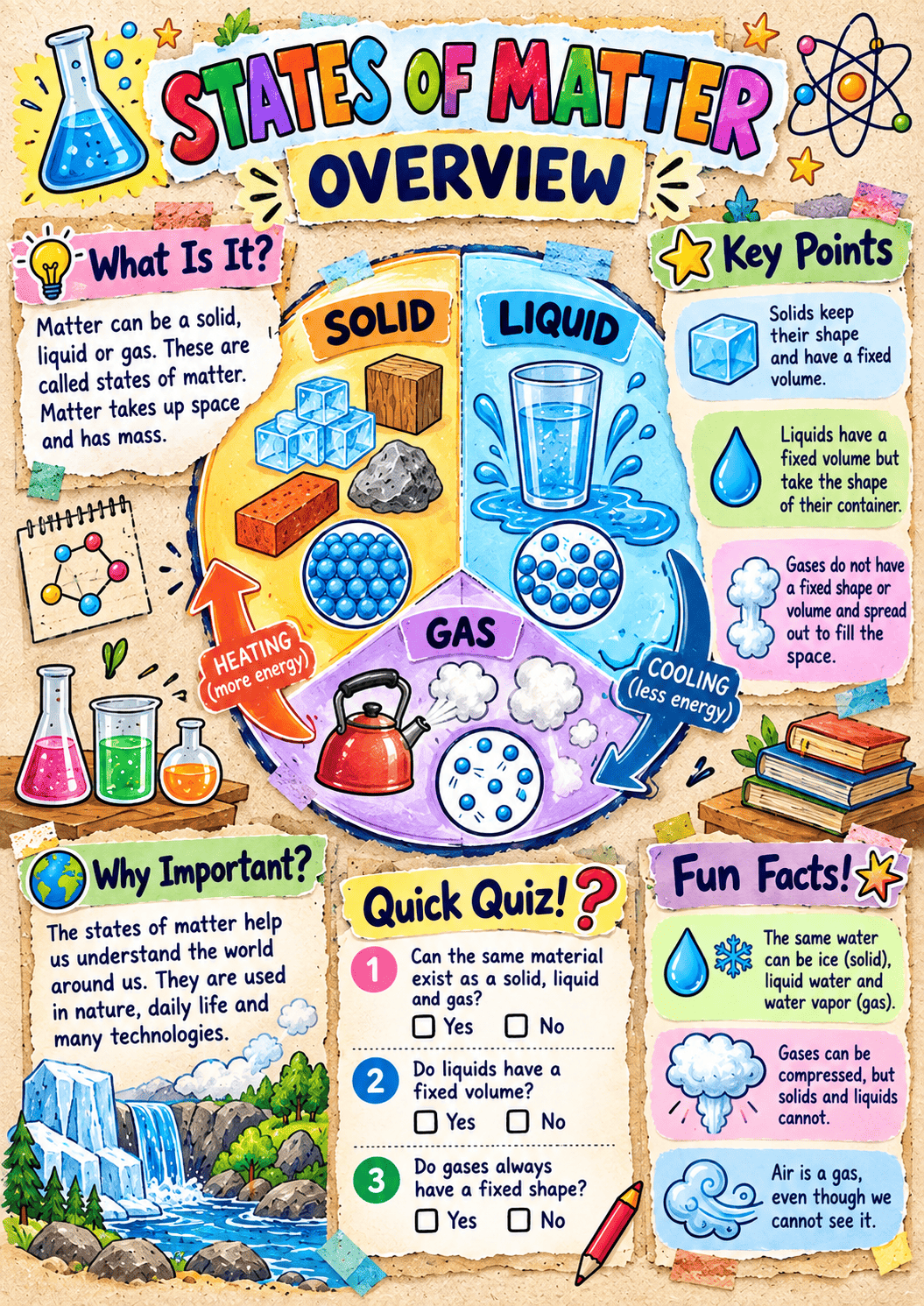 States of Matter science infographic poster