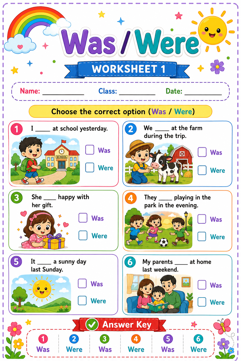 Was / Were worksheet