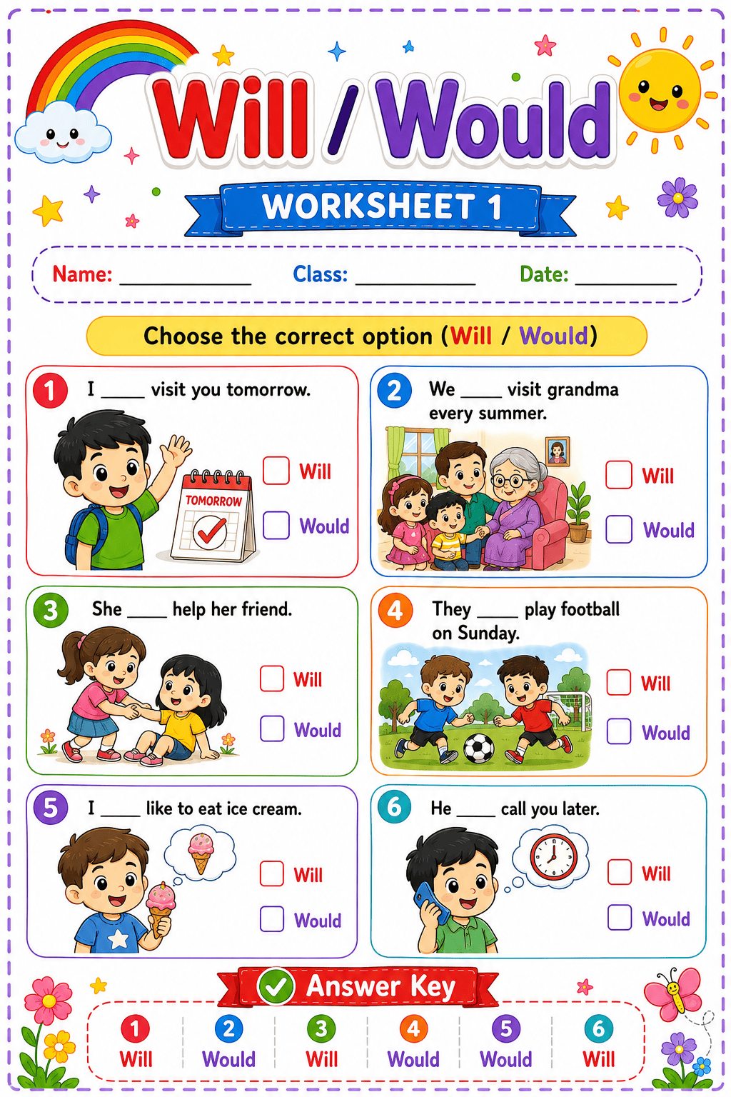 Will / Would worksheet